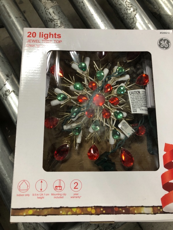 Photo 2 of 9.5-in Snowflake Gold/Green/Red Clear Christmas Tree Topper
