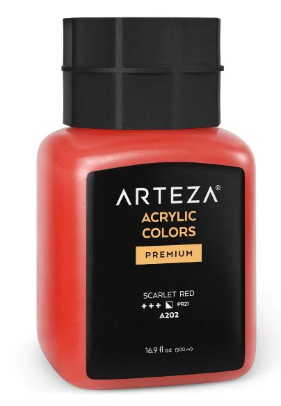 Photo 1 of Acrylic Paint, 16.9oz Bottle - Single Color scarlet red.