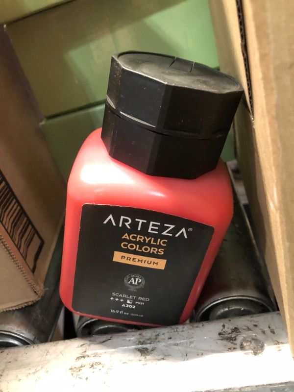 Photo 1 of Acrylic Paint, 16.9oz Bottle - Single Color scarlet red.