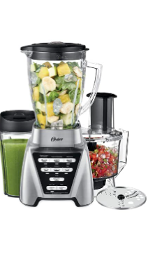 Photo 1 of ****NEEDS CLEANING****Oster Blender, Brushed Nickel & Blender | Pro 1200 with Glass Jar, 24-Ounce Smoothie Cup and Food Processor Attachment, Brushed Nickel Blender + Food Processor Brushed Nickel + Blender