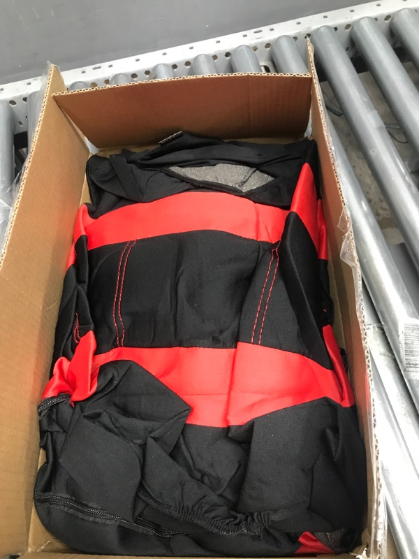 Photo 1 of carXS Forza Red Car Seat Covers Full Set, Two-Tone Front Seat Covers with Matching Back Seat Cover for Cars, PolyCloth Car Seat Protectors with Split Bench Design, Automotive Interior Covers
