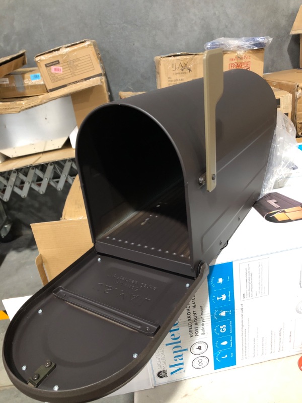 Photo 2 of * used * damaged * see images *
Architectural Mailboxes 7900-2RZ-CG-10 Mapleton Postmount Mailbox, Large, Rubbed Bronze