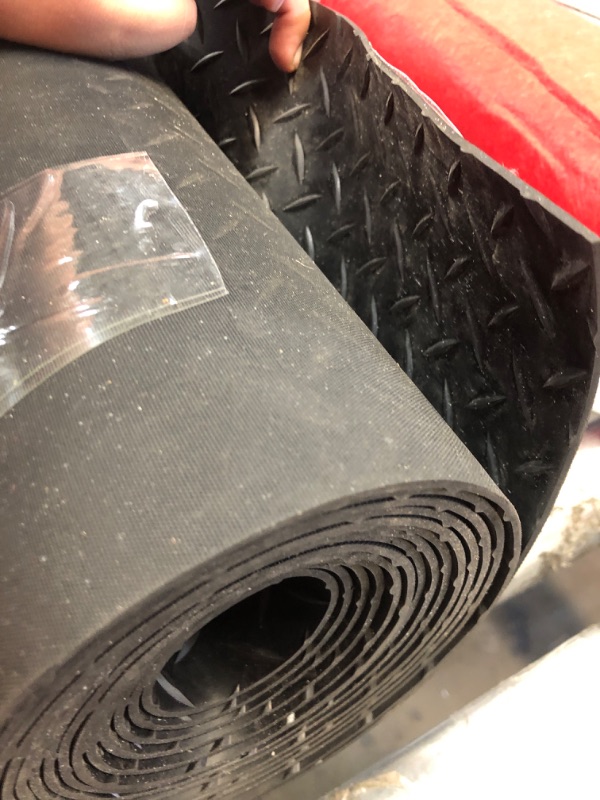 Photo 1 of 3'5 x 14' Garage Floor Mat  Rubber Flooring Roll  Diamond Plate PVC Rubber Trailer Mat Non-Slip Floor Protector Mat for Garage Warehouse Basement