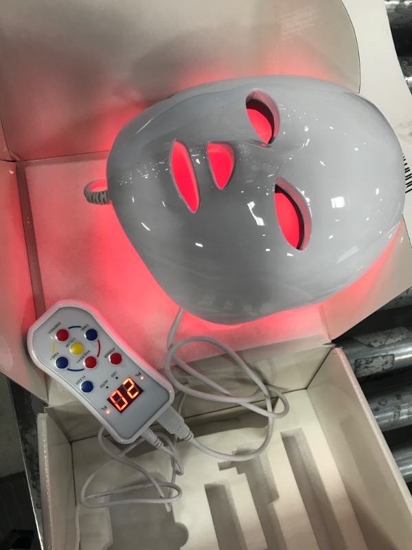 Photo 2 of NEWKEY Led Face Mask Light Therapy, 7 Led Light Therapy Facial Skin Care Mask - Blue & Red Light for Acne Photon Mask - Korea PDT Technology for Acne Reduction