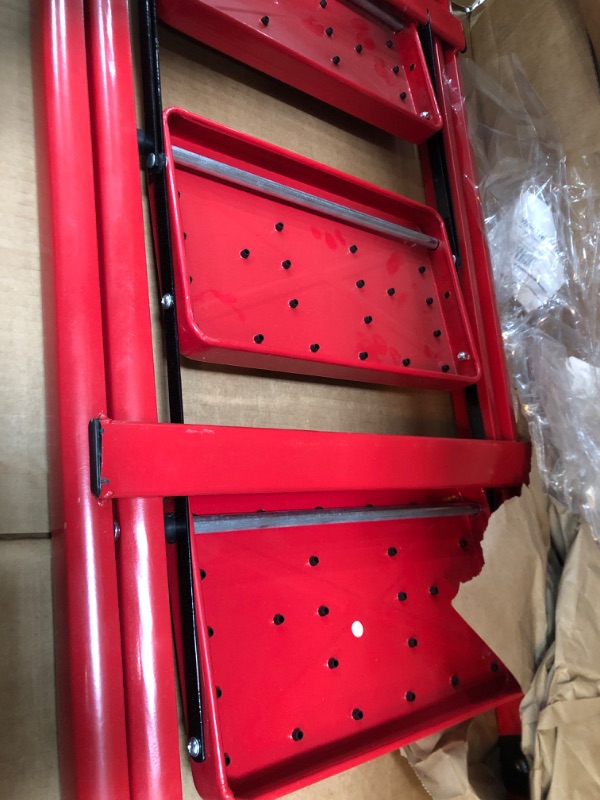 Photo 1 of 3 Step Ladder, 3 Step Ladder Folding Step Stool with Hand Grip Anti-Slip?Portable & Collapsible Steel Stepladder and Wide Pedal for Home and Courtyard, Red.