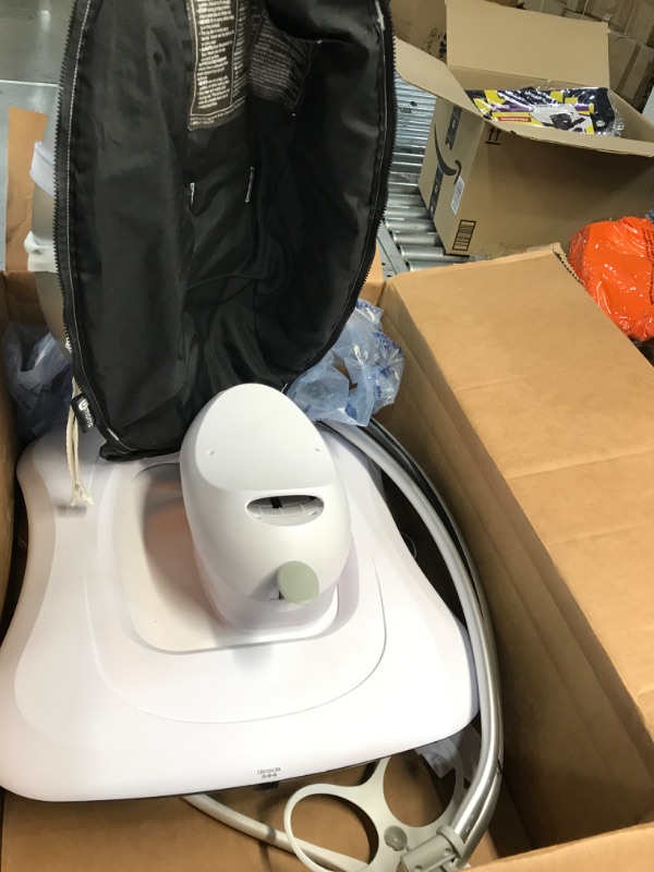 Photo 1 of 4moms mamaRoo 4 Multi-Motion Baby Swing + Safety Strap Fastener, Bluetooth Baby Swing with 5 Unique Motions, Nylon Fabric, Grey