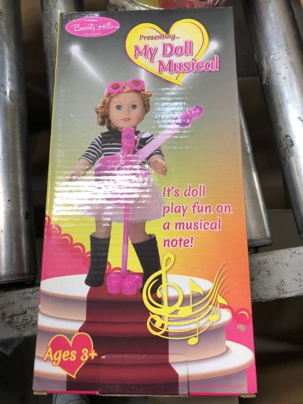 Photo 1 of Beverly Hills Doll Collection Guitar Rock N Roll Musical Performance Pretend Playset with Microphone, Personalized Rock-Star Musician Stickers and Sunglasses for 18 Inch Dolls Rock N Roll set