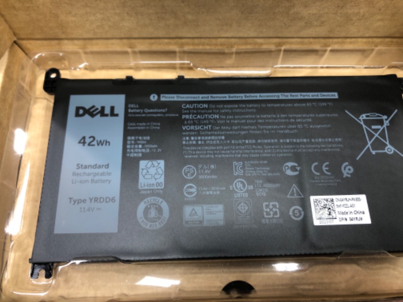 Photo 2 of DELL YRDD6 Laptop Battery for replaceable Dell Inspiron 7586 5482 5485 5491 3310 2-in-1 3493 3582 3593 3793 5493 5593 5480 5590 5591 5594 5598 15 3583 3584 Vostro 3491 5481 5581 5490 5590 VM732