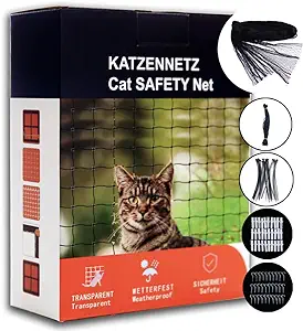 Photo 1 of Cat Net Balcony Net Tear Resistant Transparent,High-Strength and Sturdy Staircase Railing Net,Anti Bird Net,Pet Safety Net (10x26ft,Color: Black)