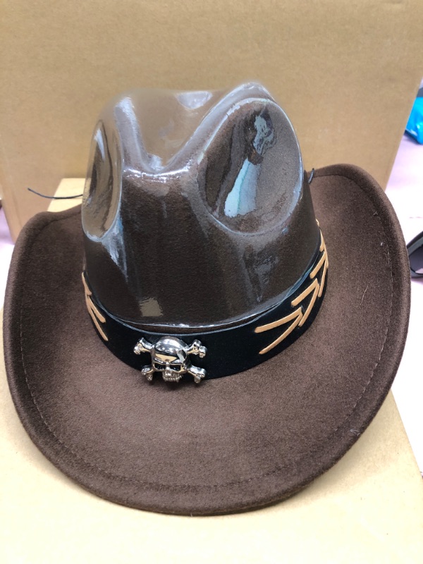 Photo 1 of LIDHAY Classic Western Cowboy Cowgirl Hat for Women and Men Felt Wide Brim Fedora Hats with Belt Buckle