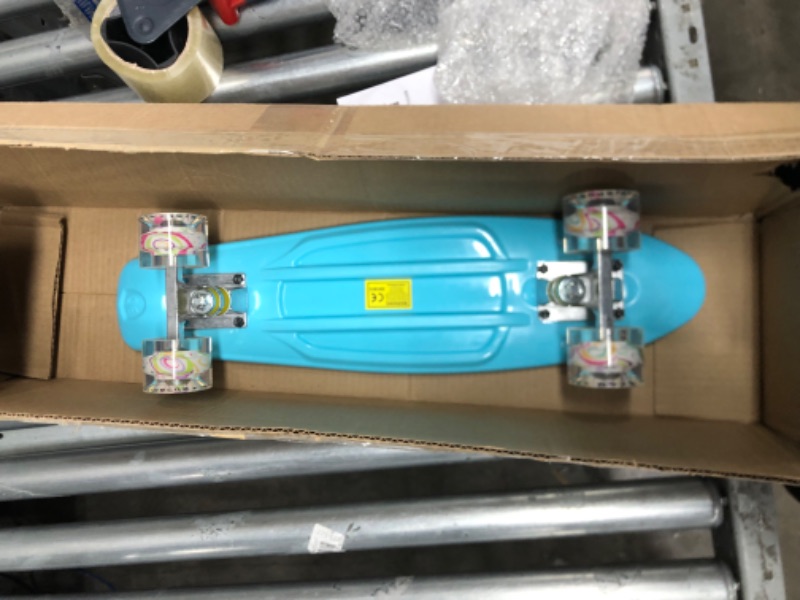 Photo 3 of Skateboards Complete 22 Inch Mini Cruiser Retro Skateboard for Kids Boys Youths Beginners Light Blue