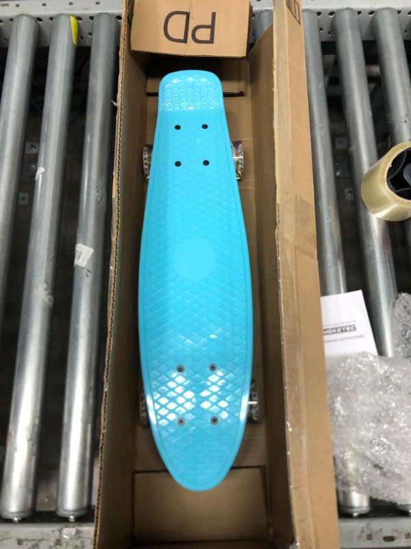 Photo 4 of Skateboards Complete 22 Inch Mini Cruiser Retro Skateboard for Kids Boys Youths Beginners Light Blue