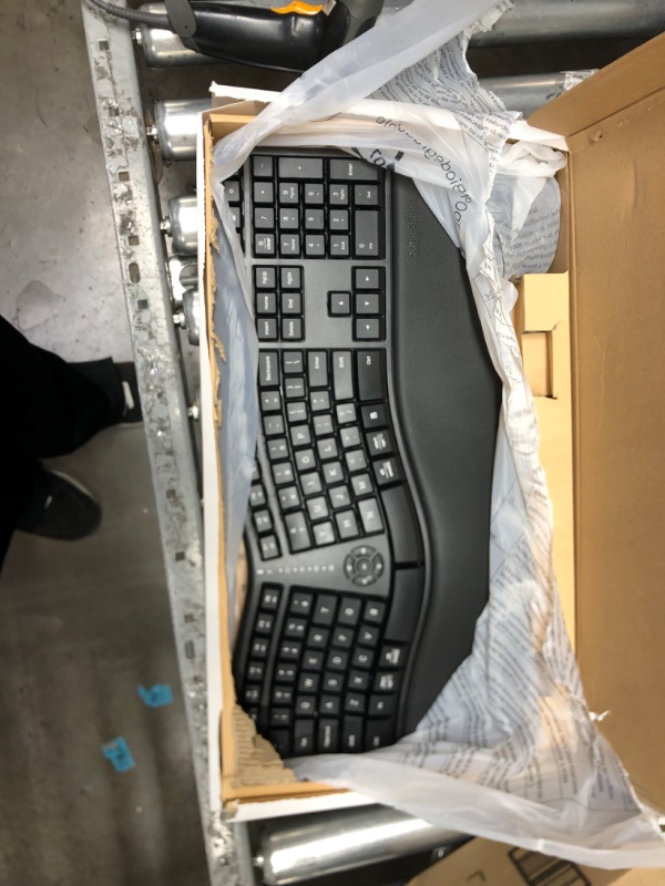 Photo 3 of MEETION Ergonomic Wireless Keyboard and Mouse, Ergo Keyboard with Vertical Mouse, Split Keyboard with Cushioned Wrist, Palm Rest, Natural Typing, Rechargeable, Full Size, Windows/Mac/Computer/Laptop