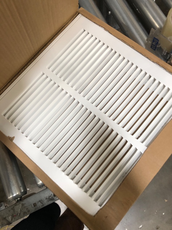 Photo 2 of 12" X 12" Steel Return Air Filter Grille for 1" Filter - Easy Plastic Tabs for Removable Face/Door - HVAC DUCT COVER - Flat Stamped Face -White [Outer Dimensions: 13.75w X 13.75h] White 12 X 12