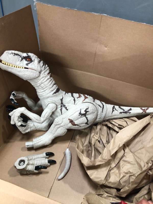 Photo 2 of [FOR PARTS, READ NOTES]
Jurassic World Dominion Large Dinsoaur Toy, Super Colossal Atrociraptor Action Figure 3 Feet Long with Eating Feature, Gift NONREFUNDABLE