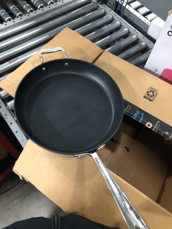 Photo 2 of All-Clad HA1 Hard Anodized Nonstick Frying Pan with Lid, 12 Inch Pan Cookware, Medium Grey 12" Induction Base Frying Pan