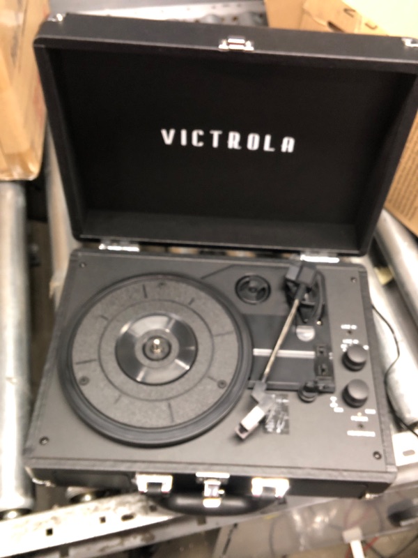 Photo 2 of Victrola Vintage 3-Speed Bluetooth Portable Suitcase Record Player with Built-in Speakers | Upgraded Turntable Audio Sound| Includes Extra Stylus | Black, Model Number: VSC-550BT-BK, 1SFA