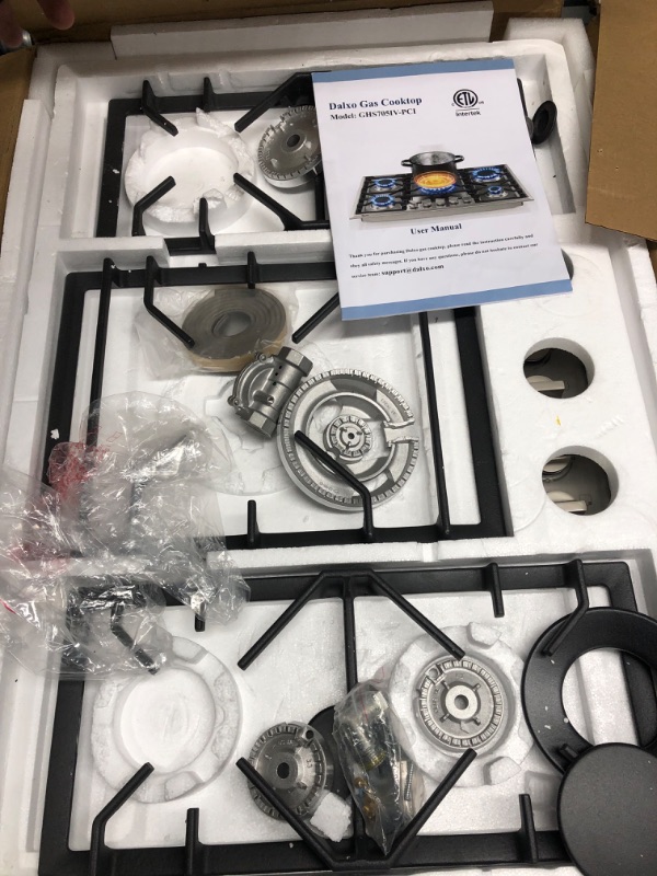 Photo 1 of 30 Inch Gas Cooktop with 6 Metal Knob, Dalxo 5 Italy Defendi Burner Gas Stovetop, Food-grade Stainless Steel Built-In Gas Hob, NG/LPG Convertible Gas Range Top for Kitchen, Thermocouple Protection