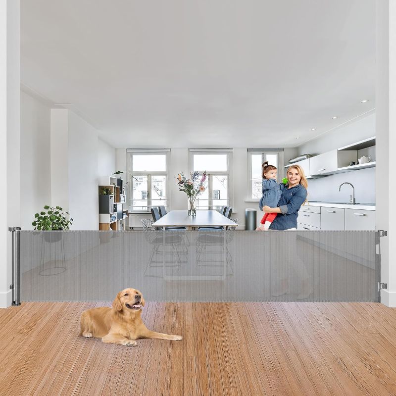 Photo 1 of 130 Inch Baby Gates Extra Wide Retractable Baby Gate for Extra Wide Openings Indoor Dog Gates for The House Extra Wide Baby Gate Outdoor Retractable Gate Retractable Baby Gates for Doorways, Gray

