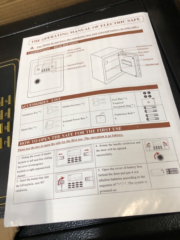 Photo 2 of 2.2 Cubic Upgrade Safe Box Fireproof Waterproof, Security Home Safe Box with Digital Combination, Electronic Keypad & Keys Interior Lock Box, Fireproof Safe for Side Arm Cash and Important Papers