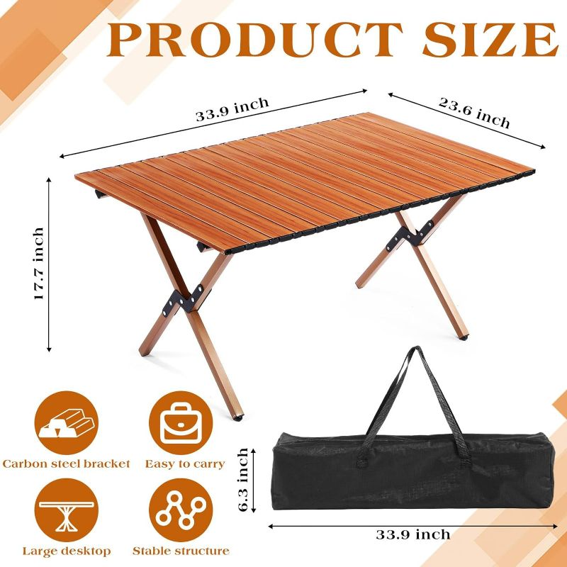 Photo 3 of (READ NOTES) Suzile 2 Pack Folding Camping Table, Portable Picnic Table with Carry Bag, Ultralight Roll up Table Light Outdoor Camp Table Top Collapsible Table for Travel Hiking Backyards BBQ Party
