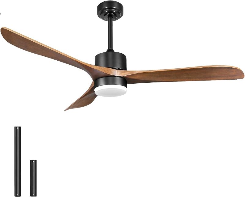 Photo 1 of **PARTS ONLY/NON-REFUNDABLE***
Wisful Ceiling Fans with Lights Remote Control, 56" Outdoor Wood Ceiling Fan with Light Memory for Patio Gazebo Living Room Bedroom, Walnut & Matte Black
