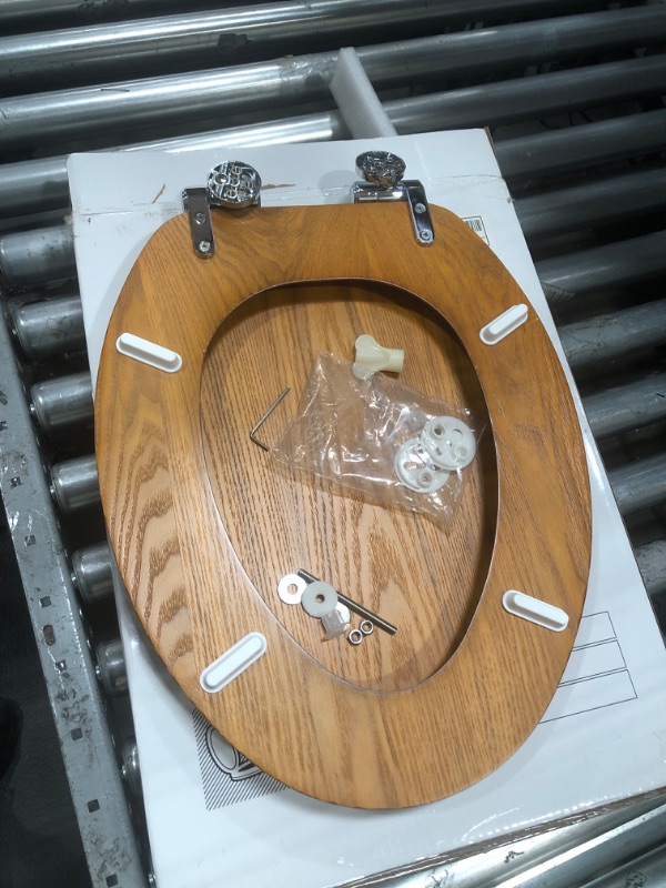 Photo 1 of **READ NOTES BELOW**Angel Shield Wood Toilet Seat Elongated with Soft Close,Easy Clean,Quick-Release Hinges(Elongated,Wood) Elongated-18.5" Wood