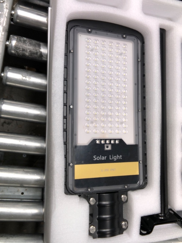 Photo 1 of 200W Solar Street Lights Outdoor Lamp, 10000lm Dusk to Dawn IP67 Security Led Flood Light with Remote Control Mounting Pole and Bracket Garden, Street, Court, Parking Lot