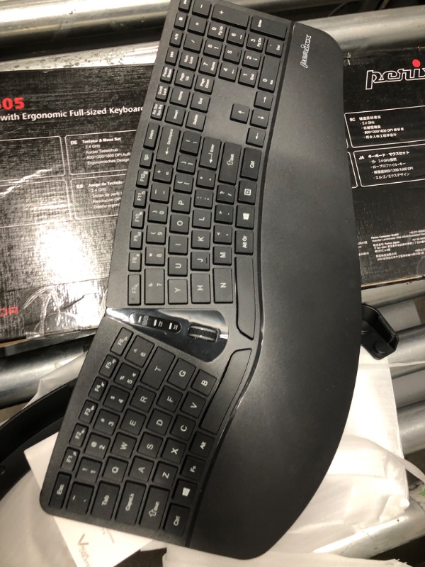 Photo 5 of Perixx Periduo-605, Wireless Ergonomic Split Keyboard and Vertical Mouse Combo, Adjustable Palm Rest and Membrane Low Profile Keys, Black, US English Layout (11633)