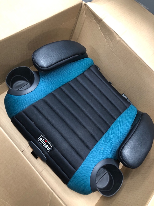 Photo 2 of Chicco GoFit Plus Backless Booster Car Seat with Quick-Release Latch, Travel Booster Seat for Car, Portable Car Booster Seat for Children 40-110 lbs. | Stream/Blue Stream GoFit Plus