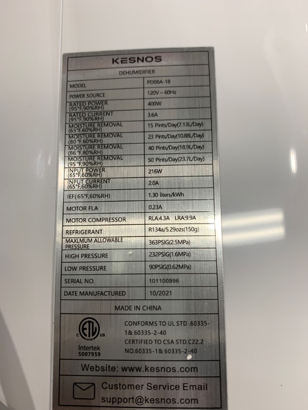 Photo 4 of Kesnos 4500 Sq. Ft Dehumidifier for Home with Drain Hose -Ideal for Basements, Bedrooms, Bathrooms, Laundry Rooms -with Intelligent Control Panel, Front Display, 24 Hr Timer and 0.66 Gallon Water Tank 4500 Sq. Ft 50 Pint