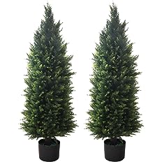 Photo 1 of  Beautiful Realistic Faux Cedar Pines, 4 Feet Tall, UV Protection for Longer Life, Durable 6" Wide Heavy Duty Pots for Outdoor & Indoor Decor
