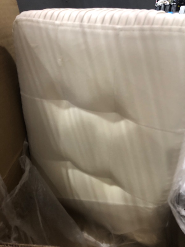 Photo 1 of Small Foot Stool Ottoman, White Velvet Ottoman Rectangle Footrest, Bedside Step Stool with Wood Legs, Small Rectangular Stool, Foot Rest for Couch, Small Ottoman for Desk, Living Room, Bedroom, Patio Beige White