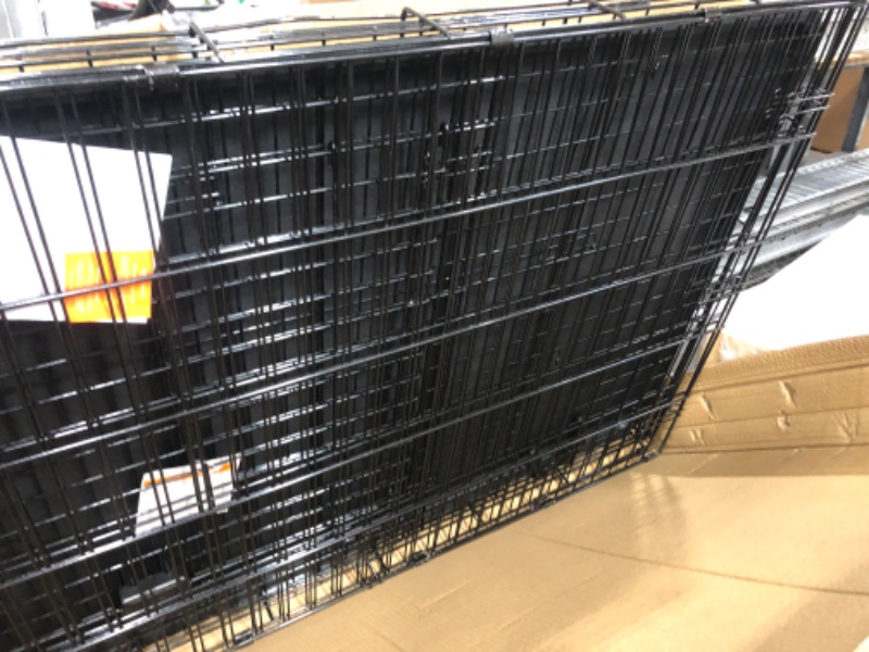 Photo 1 of Amazon Basics Foldable Metal Wire Dog Crate with Tray, Single or Double Door Styles 48“ Single Door w/ Divider Crate + Crate Cover