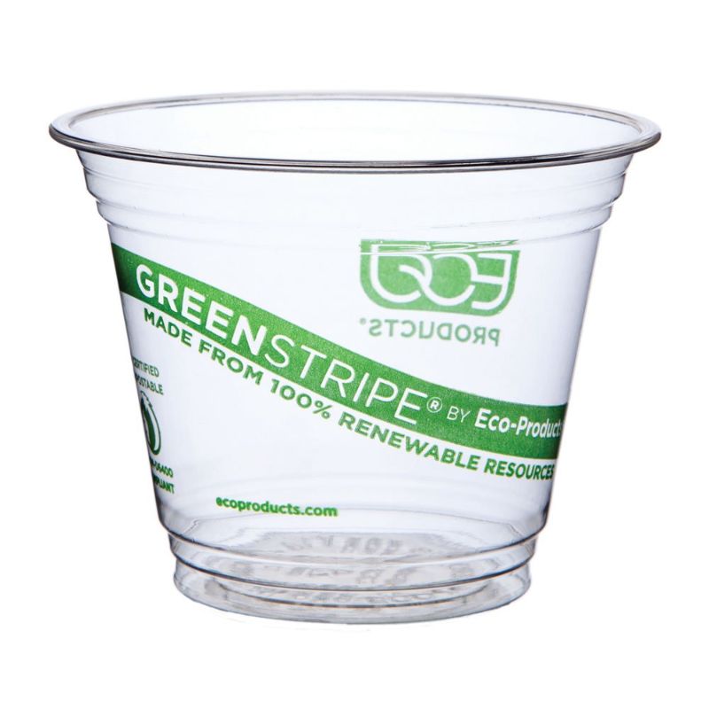 Photo 1 of 
Eco-Products GreenStripe Compostable Disposable Cold Cups, Renewable Eco-Friendly PLA Plastic Cups, 9 fl oz,