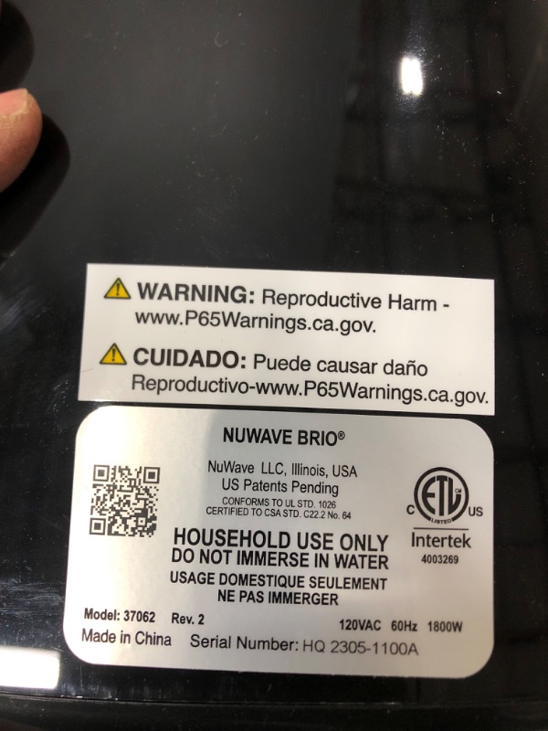 Photo 3 of * important * see clerk notes * 
Nu Wave Brio 7-in-1 Air Fryer Oven, 7.25-Qt with One-Touch Digital Controls, 50°- 400°F Temperature Controls in 5° Increments,