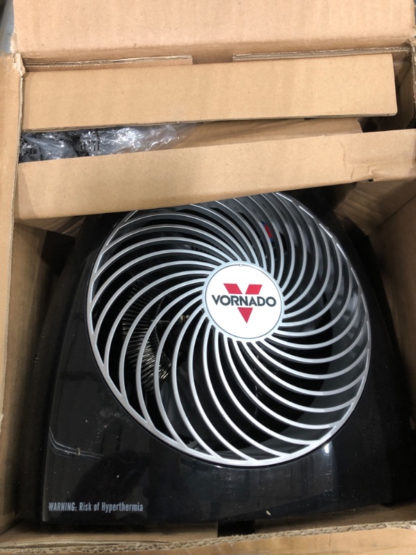 Photo 2 of * used * minor damage * functional * tested * 
Vornado MVH Vortex Heater with 3 Heat Settings, Adjustable Thermostat, Tip-Over Protection, Auto Safety Shut-Off System, Whole Room, Black