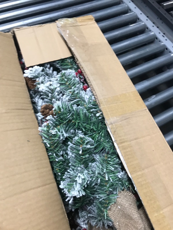 Photo 2 of DDHS Christmas Tree 4ft Pre-Lit Snow Flocked Artificial Christmas Trees, Including Spruce, Pine Cones Red Berries, Perfect for Holiday, Home Decor, Easy to Assemble Christmas Tree with 100 Lights