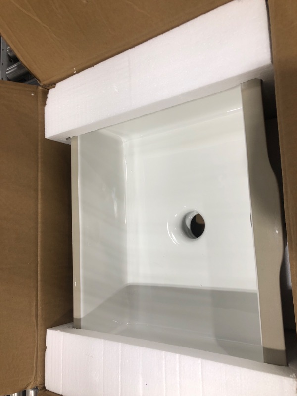 Photo 2 of AMASHEN Undermount Bathroom Sink White Rectangular Porcelain Ceramic Vanity Basin with Overflow 14" x 10"
