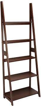 Photo 1 of AmazonBasics Modern 5-Tier Ladder Bookshelf Organizer with Solid Rubber Wood Frame, Espresso