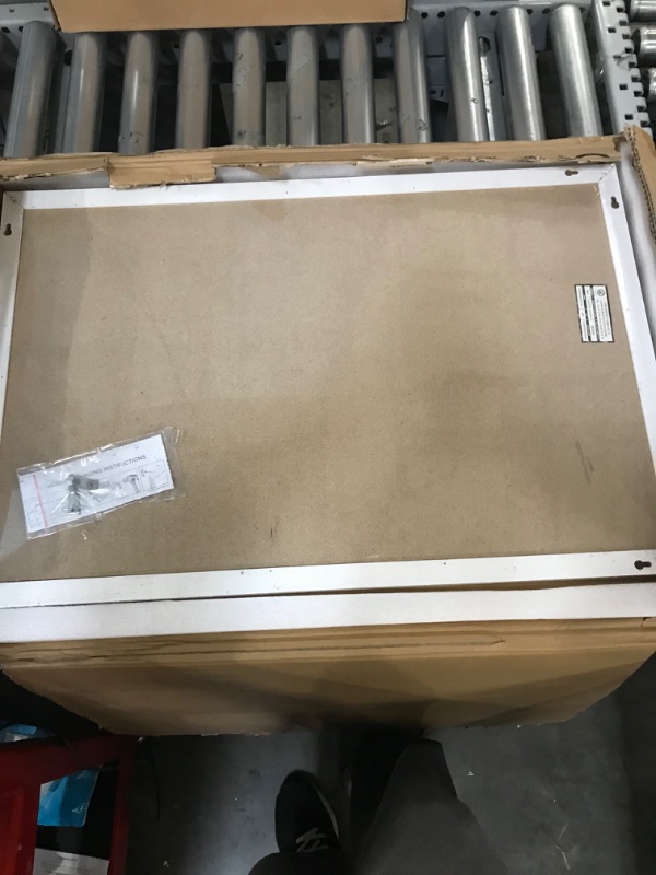 Photo 1 of U Brands Cork Linen Bulletin Board, 20 x 30 Inches, White Wood Frame (2074U00-01) 20'' x 30'' Board