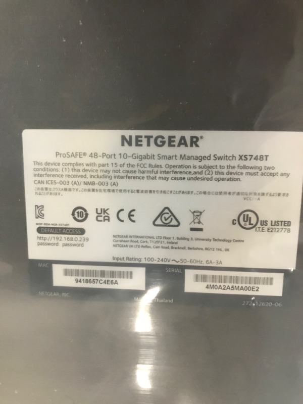 Photo 4 of NETGEAR 48-Port 10G Ethernet Smart Switch (XS748T) - Managed, with 4 x 10 Gigabit SFP+, Desktop or Rackmount, and Limited Lifetime Protection 44 Port | 10G | 4xSFP+