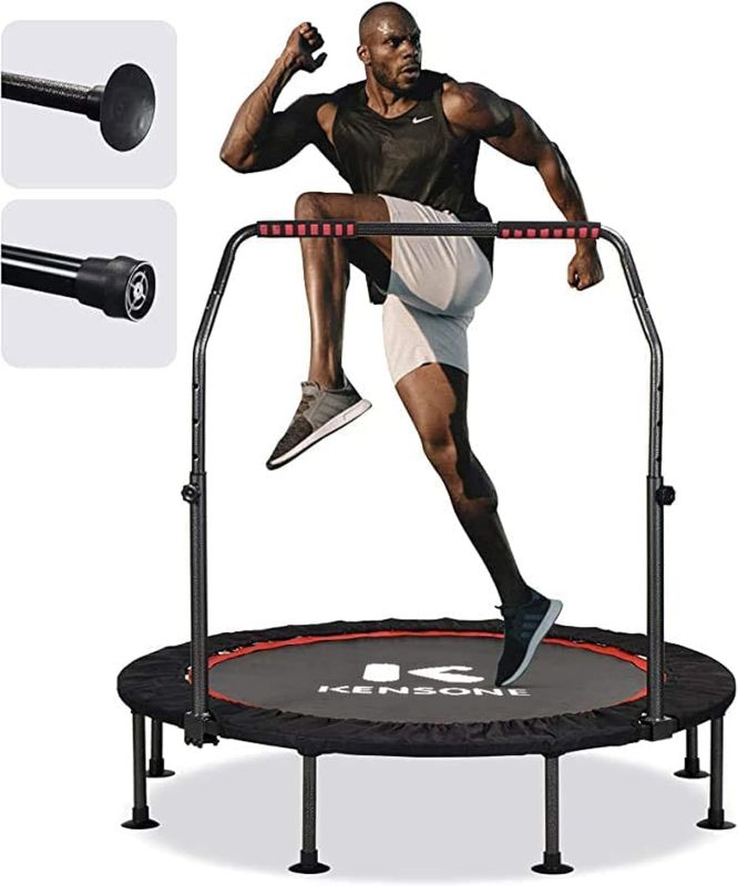 Photo 1 of (READ NOTES) 40"/48" Foldable Mini Trampoline, Indoor Trampoline for Kids, Adults Indoor/Garden Workout, Fitness Rebounder with Adjustable Foam Handle, Max Load 330/450 lbs
