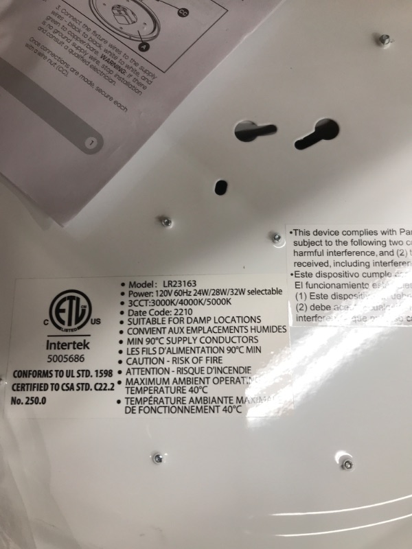 Photo 3 of Luxrite 19 Inch LED Flush Mount Ceiling Light, 24/28/32W Selectable, 3 CCT Color Selectable 3000K | 4000K | 5000K, CRI 90, 1680/1960/2240 Lumens, Dimmable Ceiling Light Fixture, Damp Rated, ETL Listed