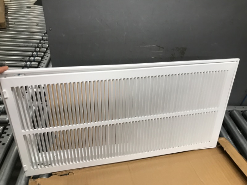 Photo 3 of 14" X 30 Steel Return Air Filter Grille for 1" Filter - Removable Face/Door - HVAC Duct Cover - Flat Stamped Face - White [Outer Dimensions: 16.5 X 31.75] 14 In X 30 In