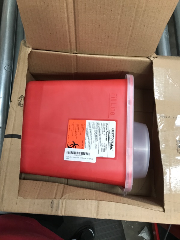 Photo 2 of 2 Gallon Size | Sharps and Biohazard Waste Disposal Container by Oakridge Products with Chimney Top Style Lid