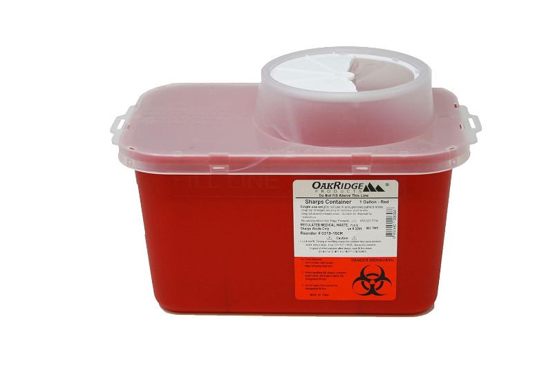 Photo 1 of 2 Gallon Size | Sharps and Biohazard Waste Disposal Container by Oakridge Products with Chimney Top Style Lid