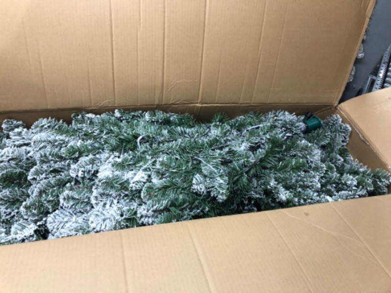 Photo 2 of 7.5ft Pre-Lit Snow Flocked Artificial Christmas Pine Tree, Artificial Christmas Tree with 550 Multi-Colored Lights for Home, Office, Party Decoration, 1480 Branch PVC Tips