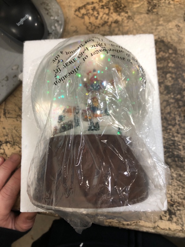 Photo 1 of 6.5" Musical Rotating Santa Claus with Train Christmas Snow Globe Glitterdome