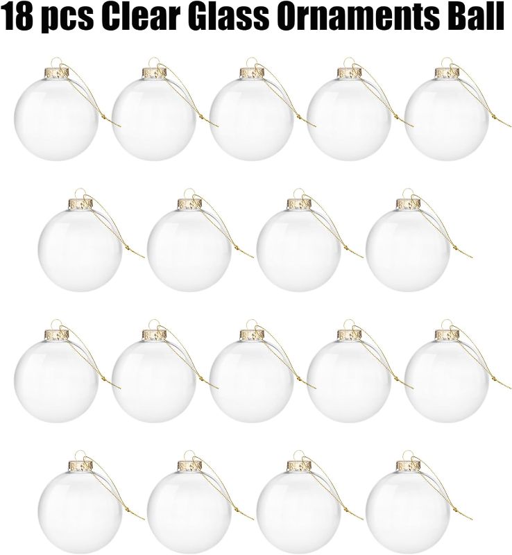 Photo 1 of 18 pcs Clear Glass Ball Ornaments, Clear Glass Ornaments for Crafts Fillable (2.36”)?Small Hanging Ornaments Christmas Tree Decor Holiday Decorative Craft...